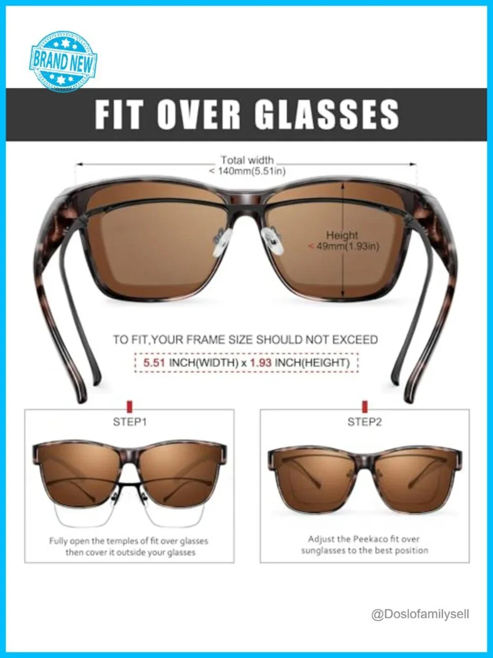 Polarized Sunglasses Fit Over Glasses UV400 TR90 Frame for Men Women